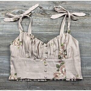 Altar’d State‎ Delilah Floral Linen Blend Corset Top Large Smocked Boho Chic